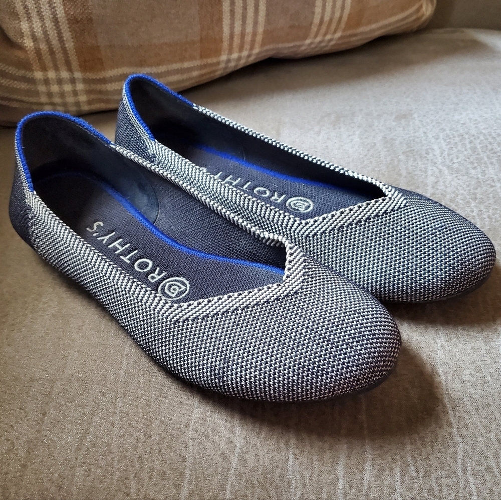Rothy's The Flat Sz 6 Shoes Cloud Gray Birdseye Solid Round Toe Ballet Slip On